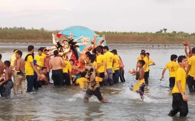 ইসলামপুরে প্রতিমা বিসর্জনের মধ্য দিয়ে দুর্গোৎসব পালিত