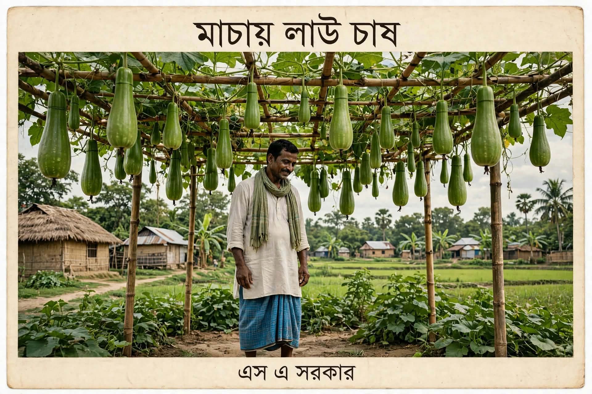 কালীগঞ্জে মাচায় লাউ চাষে গ্রামীণ অর্থনীতিতে কৃষকের মুখে হাসি